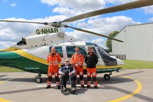 Bill Hasted with paramedic Terry Sharpe, paramedic Andy Dalton and Dr Dan Leach small