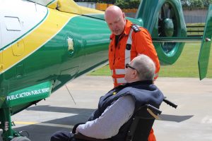 GNAAS paramedic Terry Sharpe talking to Bill Hasted small