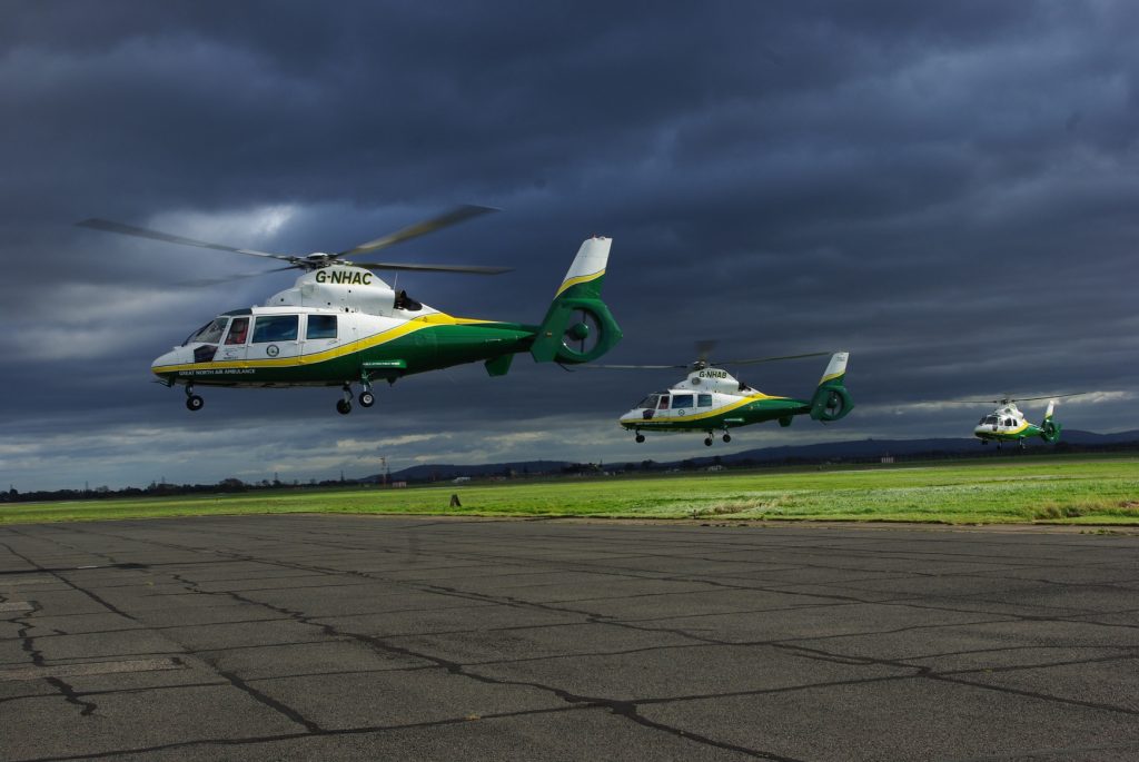 gnaas three helicopters at durham tees valley airport