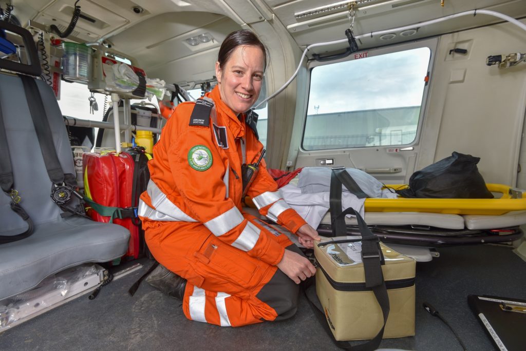 gnaas aircrew doctor rachel hawes with onboard blood box