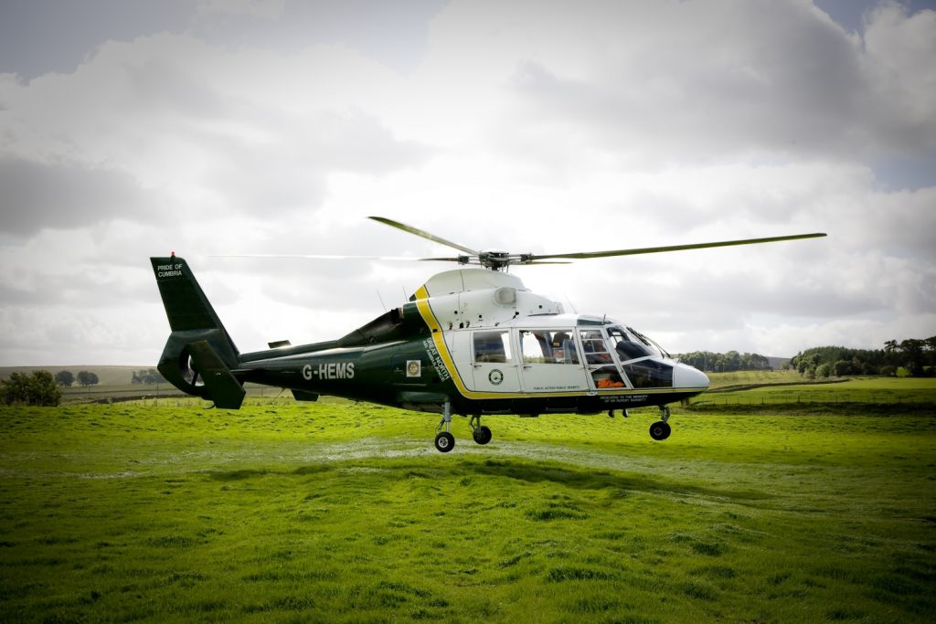 G-HEMS the original Pride of Cumbria helicopter in flight