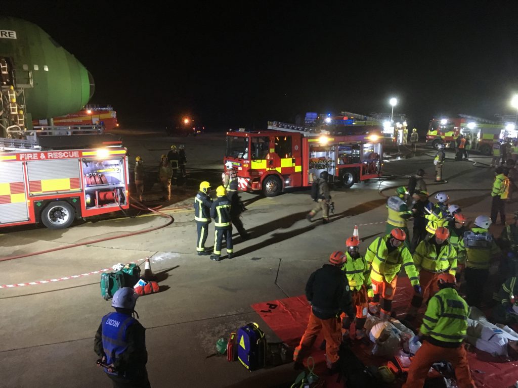 A major incident training exercise at Durham Tees Valley Airport