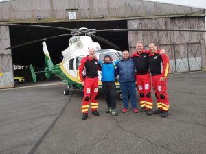 GNAAS paramedic Terry Sharpe, Christian Salaroli, Simone Celi, GNAAS pilot Jay Steward and GNAAS doctor Dion Arbid