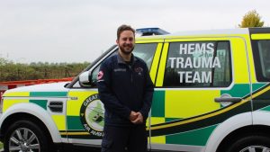 Neville Vlok of HALO on his visit to the Great North Air Ambulance Service