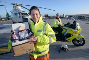 Rachel Hawes holding cool box