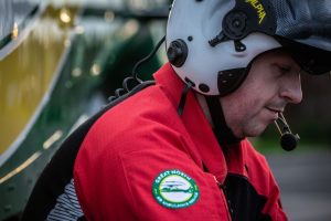 Paramedic Steve Miles preparing for shift with the Great North Air Ambulance Service