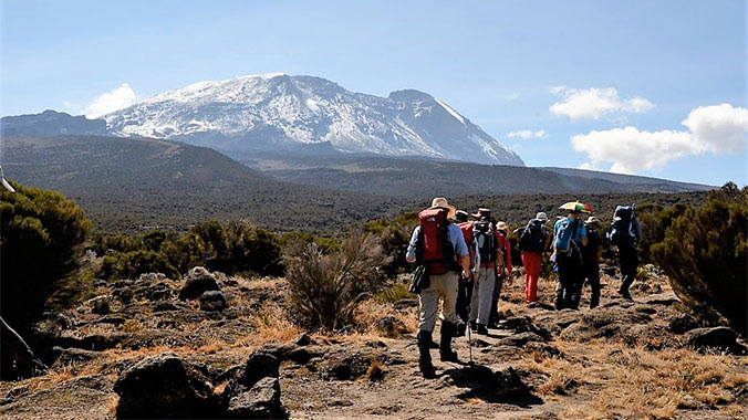 Crossing the Shira Plateau whilst climbing Kilimanjaro