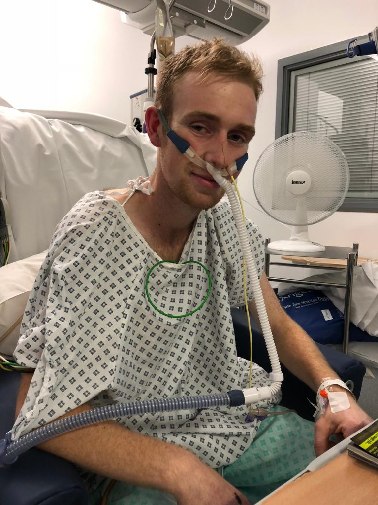 Richard Stephenson in hospital following his impalement