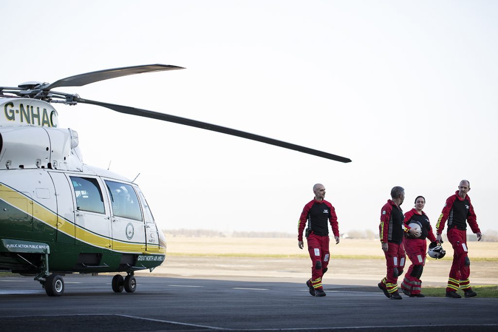 GNAAS Operations Team walking away from the aircraft.