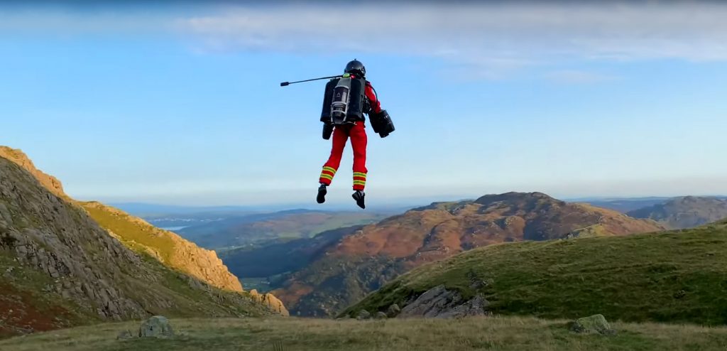 GNAAS Paramedic using new Jet Suit prototype