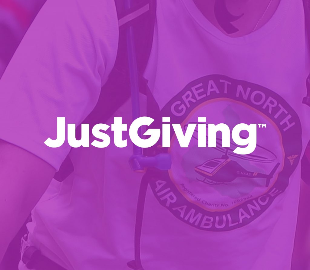 JustGiving Logo in front of GNAAS T-shirt